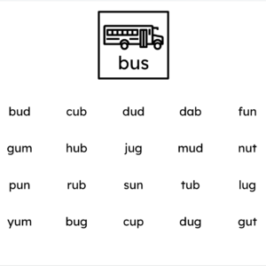 Orton-Gillingham Printable Phonics Lesson: CVC short /u/ Words